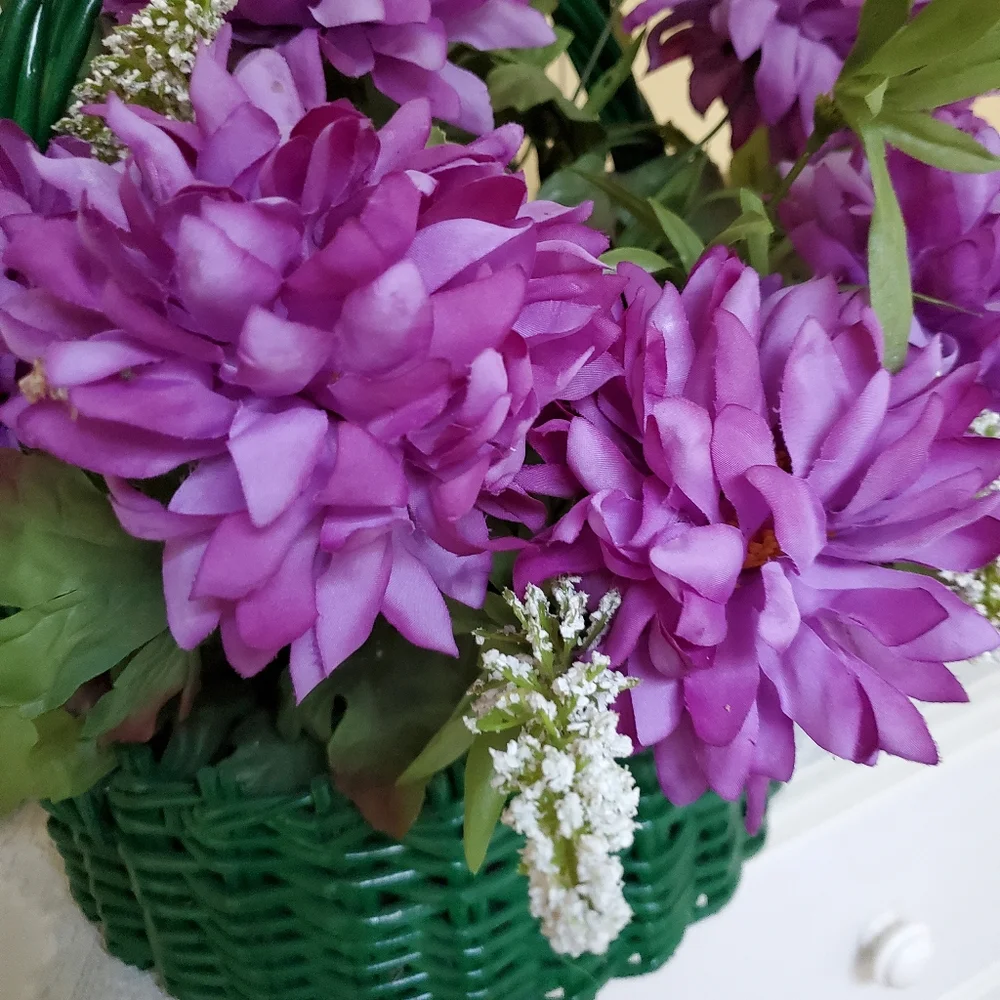 Faux floral purple Dahlia centerpiece